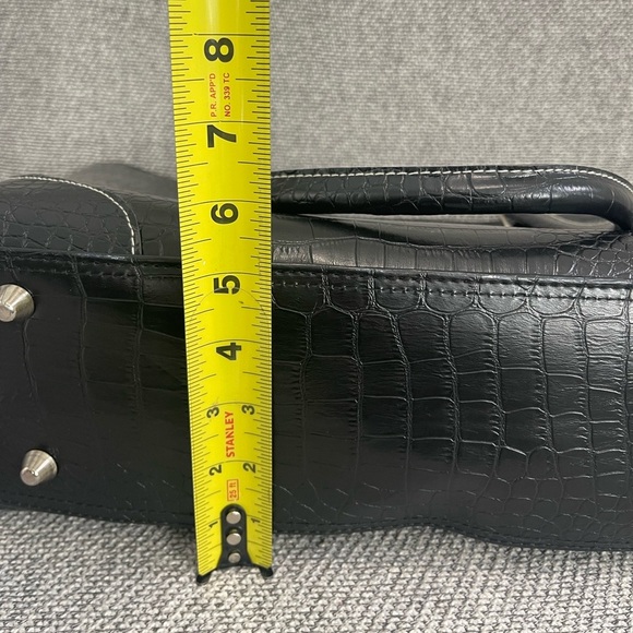 Bob Mackie Black Large Crocodile Embossed Design Shoulder Bag - Picture 7 of 16